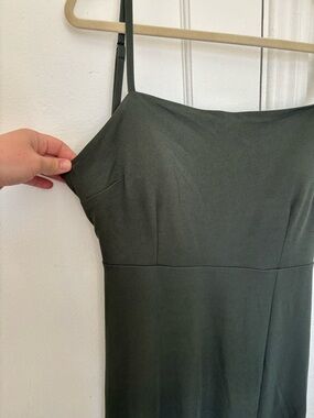 Birdy Grey Olive Green Strapless Maxi Dress with Thin Straps
